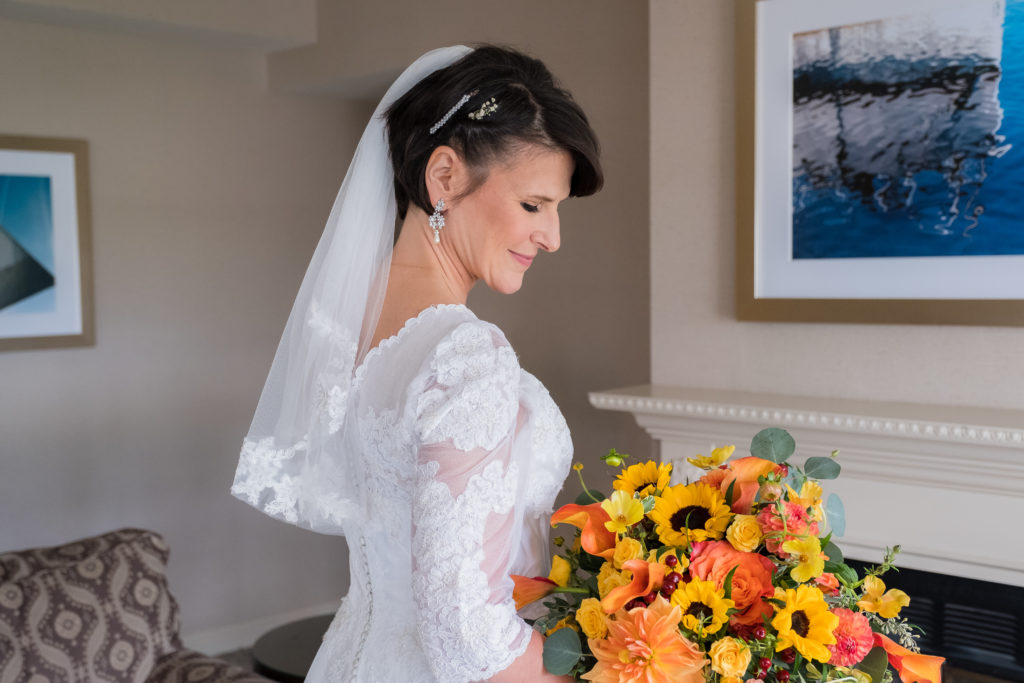 NH Images Fall Wedding at Diane + Bob's Wedding - Sheraton Harborside Hotel ft. Vintage priscilla of boston wedding gown