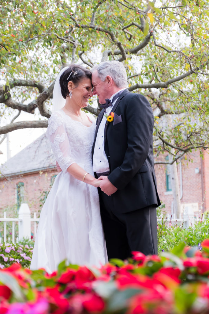 NH Images Fall Wedding at Prescott Park Vintage priscilla of boston wedding gown
